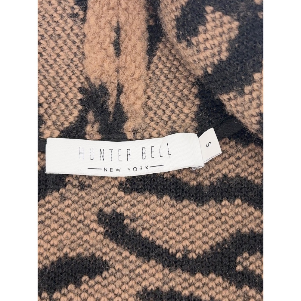 B41 Hunter Bell Keller Long Cardigan Coat Small Tan Black Tiger Stripe Wool - Picture 8 of 9